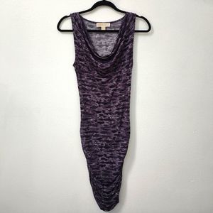 Michael Kors Rouched Sleeveless Neckline Dress | Aubergine/Grey/Black | Size XS